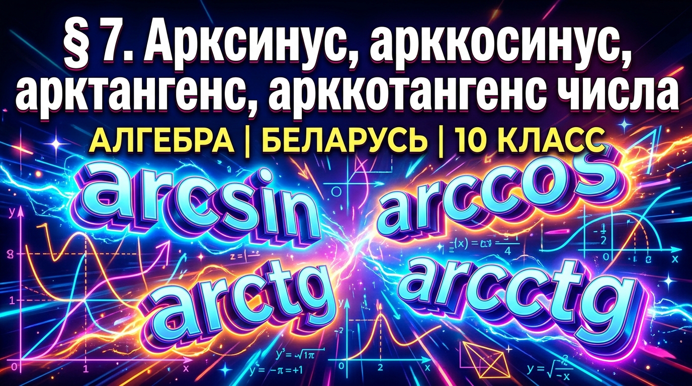 Обложка урока «Арксинус, арккосинус, арктангенс и арккотангенс числа» - Алгебра, 10 класс