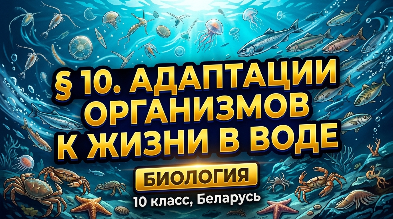 Обложка урока «Адаптации организмов к жизни в воде» - Биология, 10 класс