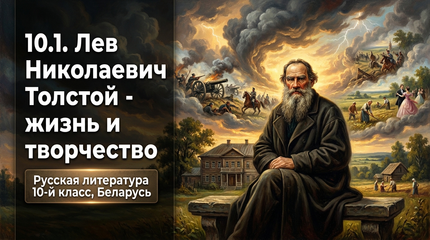 Обложка урока «Лев Николаевич Толстой — жизнь и творчество» - Русская литература, 10 класс