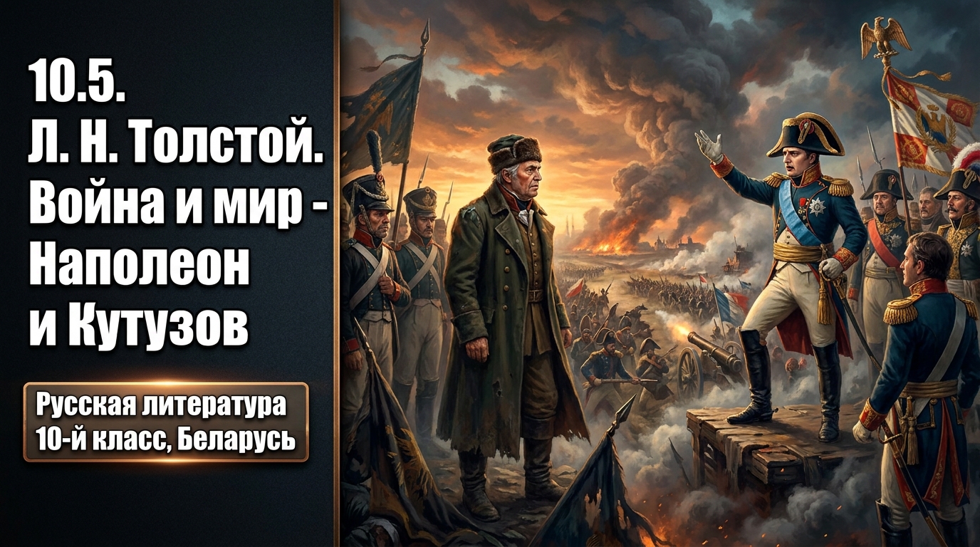 Обложка урока «Л. Н. Толстой. «Война и мир» — Наполеон и Кутузов» - Русская литература, 10 класс