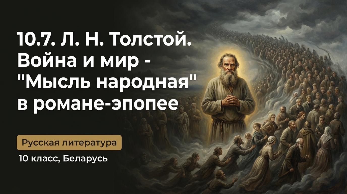 Обложка урока «Л. Н. Толстой. «Война и мир» — «Мысль народная» в романе-эпопее» - Русская литература, 10 класс