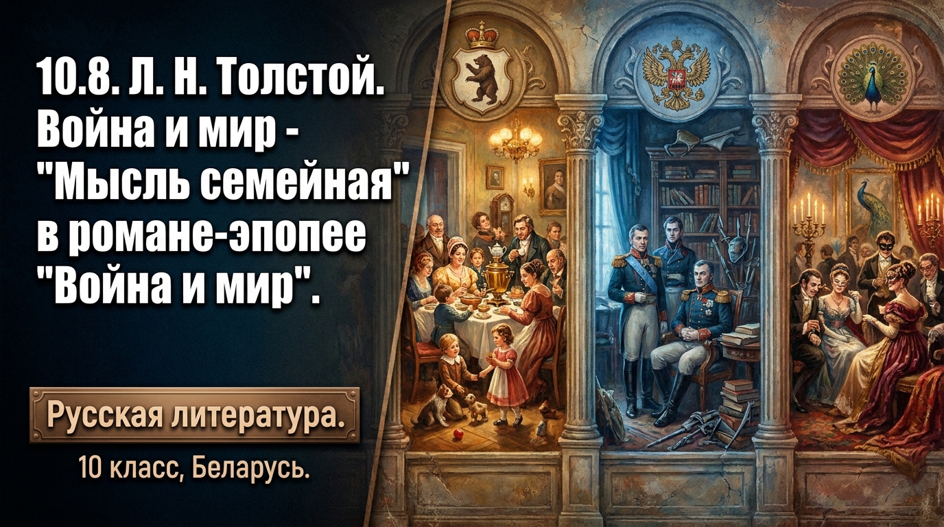 Обложка урока «Л. Н. Толстой. «Война и мир» — «Мысль семейная» в романе-эпопее «Война и мир»» - Русская литература, 10 класс