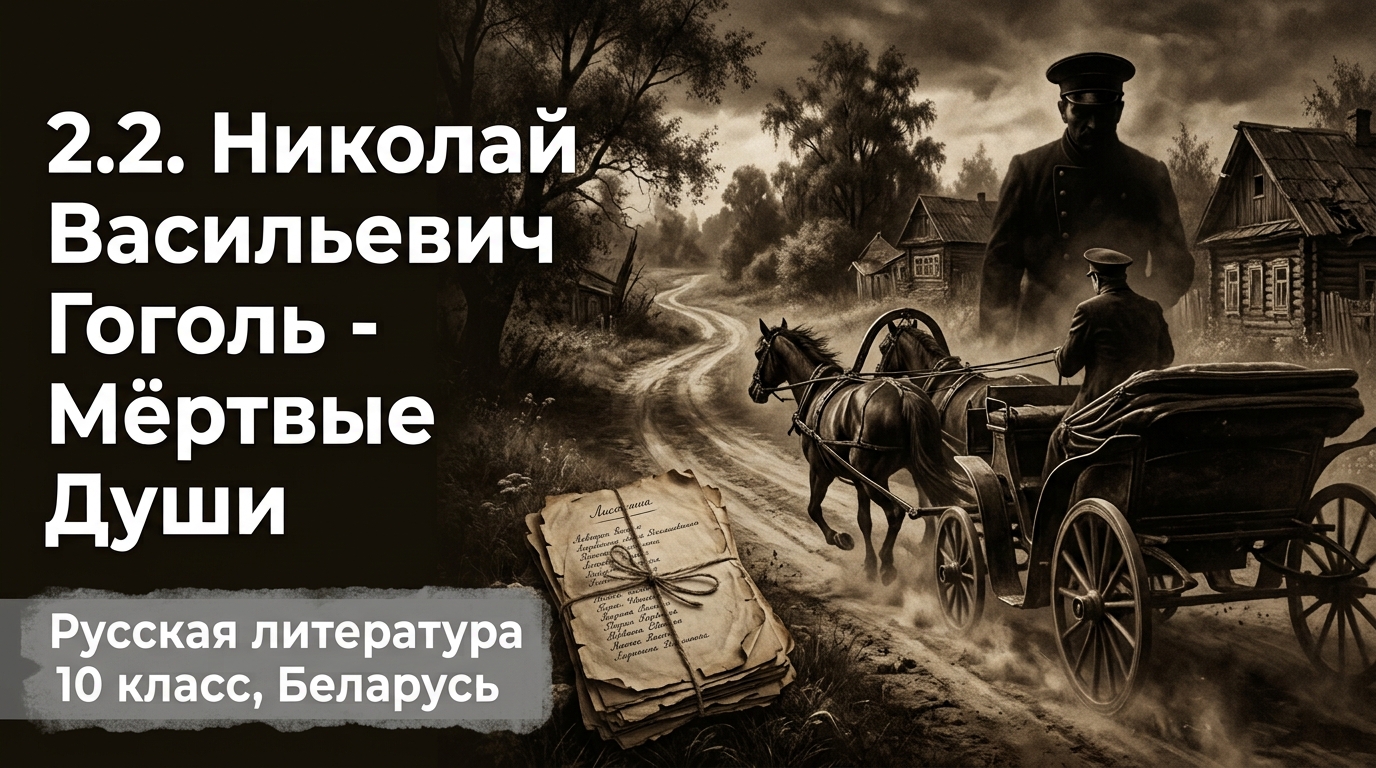 Обложка урока «Николай Васильевич Гоголь — «Мёртвые души»» - Русская литература, 10 класс