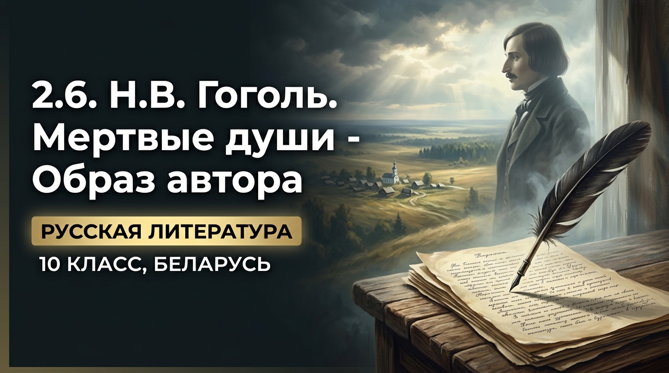 Обложка урока «Н. В. Гоголь. «Мёртвые души» — образ автора» - Русская литература, 10 класс