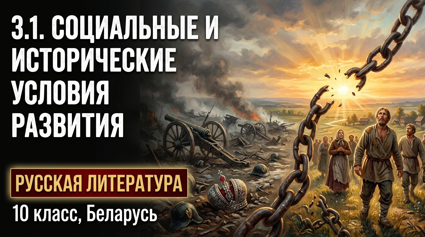 Обложка урока «Общественно-исторические условия развития» - Русская литература, 10 класс