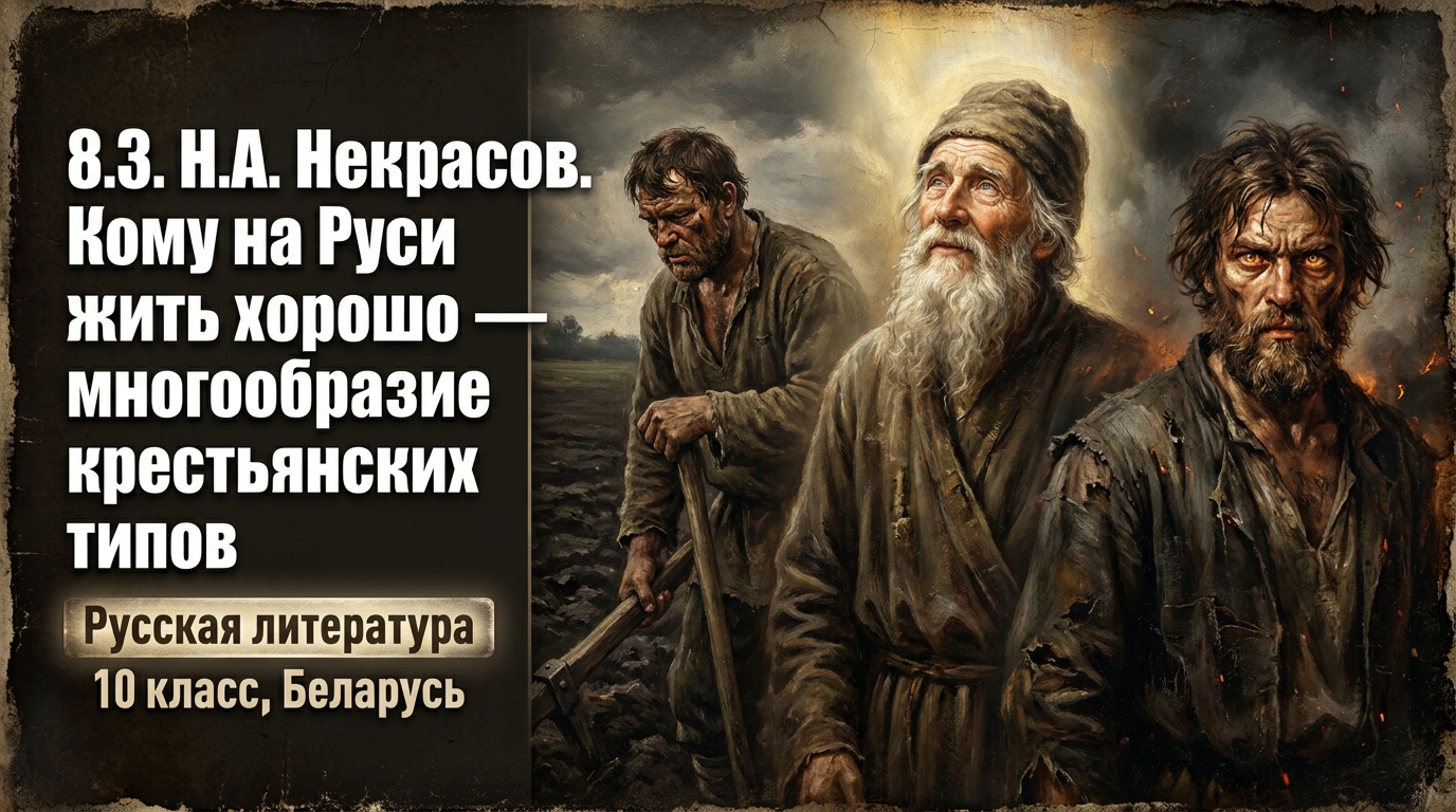 Обложка урока «Н. А. Некрасов. «Кому на Руси жить хорошо» — Многообразие крестьянских типов» - Русская литература, 10 класс
